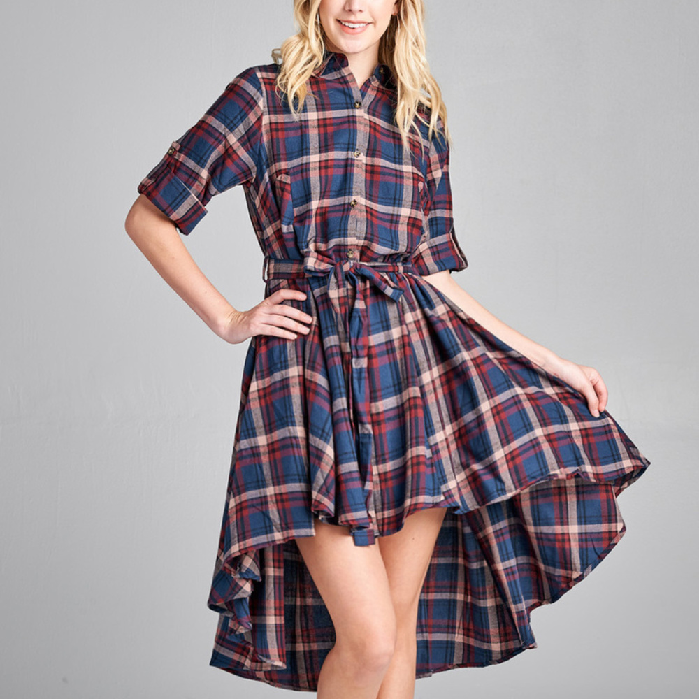 Plaid Print hi-lo Dress PRICE IS FIRM - Picture 2 of 4
